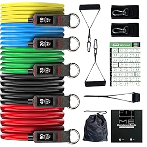 FIT4ME-Resistance-Bands-Set-12-pcs-5-HEAVY-DUTY-Latex-Fitness-Tubes-150LB-Foam-Handles-Padded-Ankle-Straps-Door-Anchor-Exercise-Bands-for-Men-Women-Home-Workout-Home-Gym-Strength-Yoga-Pilates-Physio FIT 4 ME Resistance Bands Set 12 pcs 5 HEAVY DUTY Latex Fitness Tubes 150LB Foam Handles Padded Ankle Straps Door Anchor…
