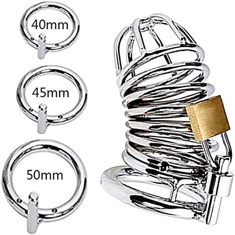 Male Stainless Steel Protective Device Hypoallergenic Ring, 3 Replaceable Collars - Suitable for Men of Any Size