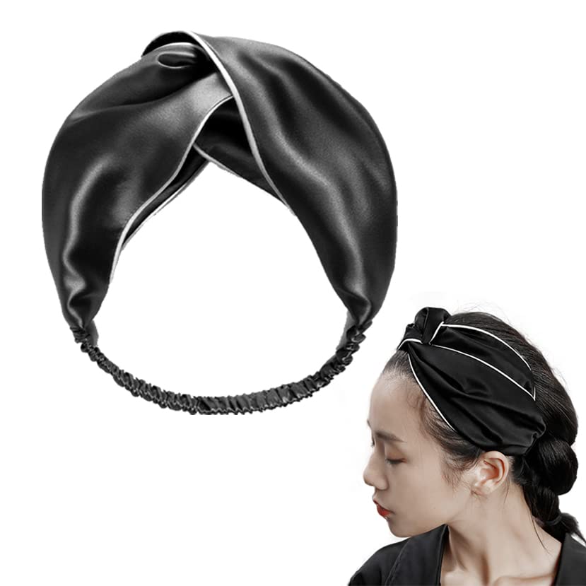 Knotted Headbands Twist Knot Bowknot for Girls Top Knot Bow Headband Women Tie Head Band Ouchless Hair Wrap (Black)