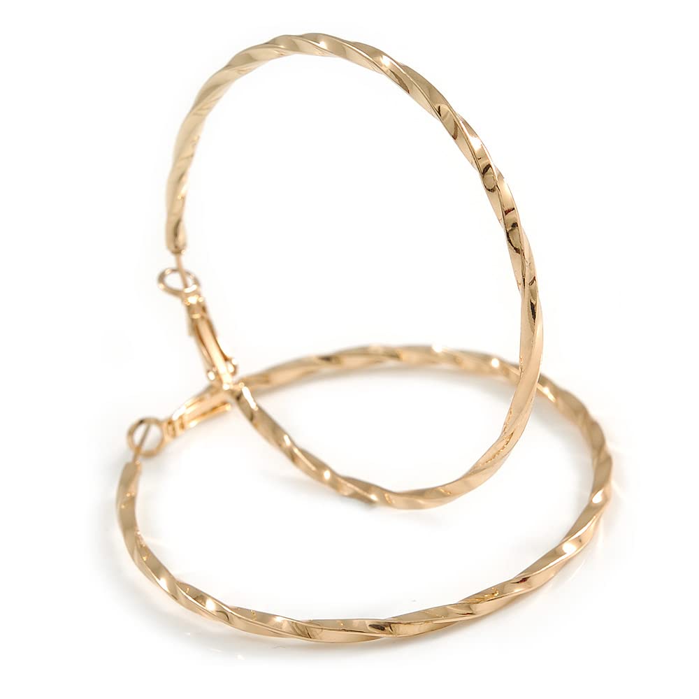 60mm D/Gold Tone Twisted Hoop Earrings/Large