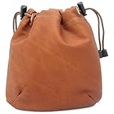 Piel Leather Drawstring Pouch, Saddle, One Size