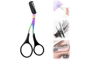 PETUPS Eyebrow Trimmer Scissor, 2024 New Eyebrow Scissors with Comb, Stainless Steel Eye Brow Shaper Trimming Scissors, Precision Eyebrow Cutter Hair Removal Eyebrow Scissors Tool for Men Women (Black)