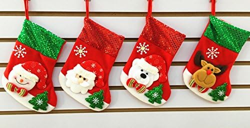 HOOHII 4pcs Christmas Stockings 9.8inch Large Socks Christmas Decorations Gift Treat Bags for Kids Hanging Supplies for Xmas Tree