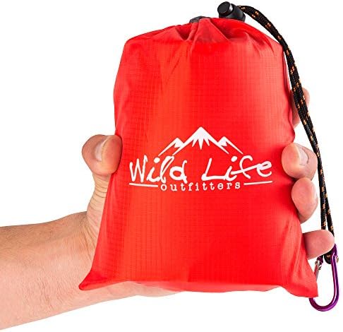 Outback Picnic Blanket 7' X 7' - Outdoor Picnic Blanket Perfect for the Beach, Camping or Travel. Compact, Lightweight and Sand Proof Parasheet Blanket with Corner Loops, Weights and Carry Bag (Red)