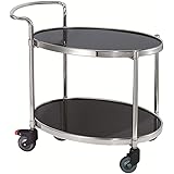 LYRWISHJD 2 Tier Bar Serving Cart Table Kitchen Wine Storage Cart, Serving Trolley with Lockable Wheels for Home,Golden, Size