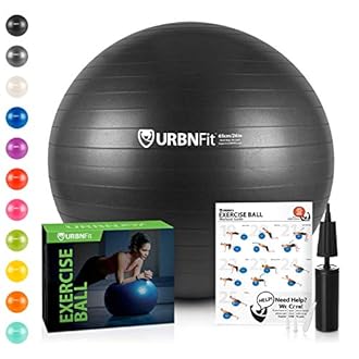 Exercise Ball (Multiple Sizes) for Fitness, Stability, Balance and Yoga Ball. Workout Guide and Quick Pump Included