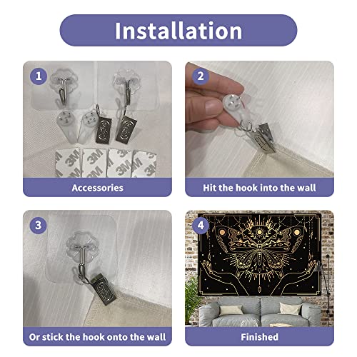 Tapestry for Bedroom, Trippy Butterfly Tapestry Black and Golden Tapestry Aesthetic Tapestry Wall Hanging Decor for Room (M- W59.1\