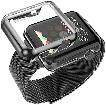 Apple Watch Replacement Band(Series 1),Bonus Case Included (same color),LAXTTO,38mm Black for Men Milanese Loop Stainless Mesh Strap with Magnet Lock (38mm Black)