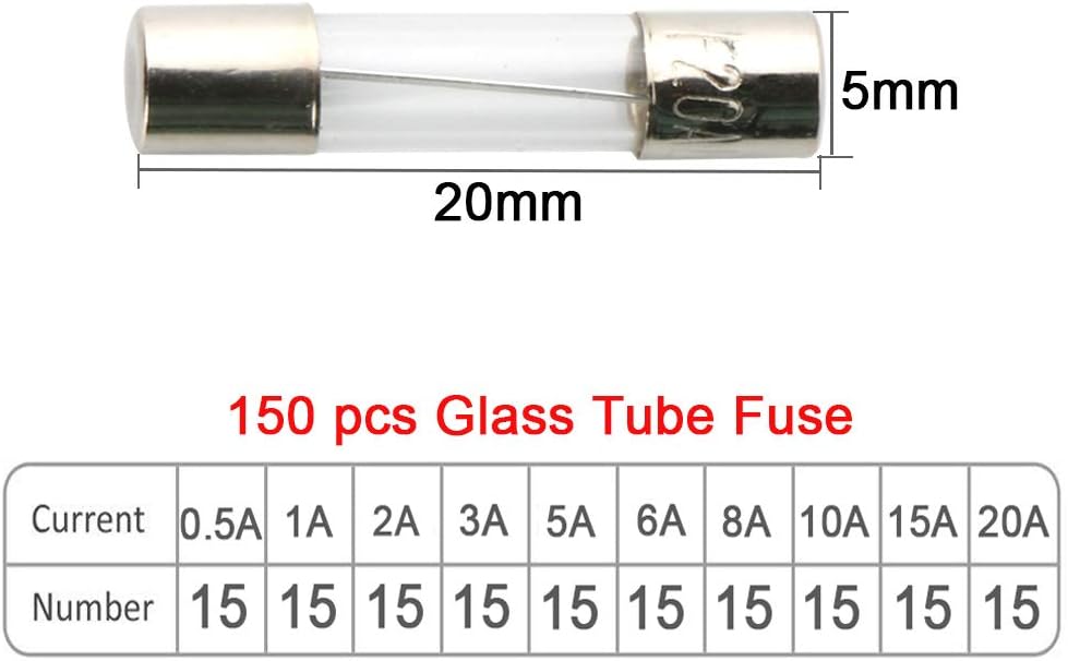 QitinDasen 150Pcs Professional 5 X 20mm Car Glass Tube Fuses Set including 20Pcs Fuse Seat and 5Pcs Inline Screw Type Holder - Image 3