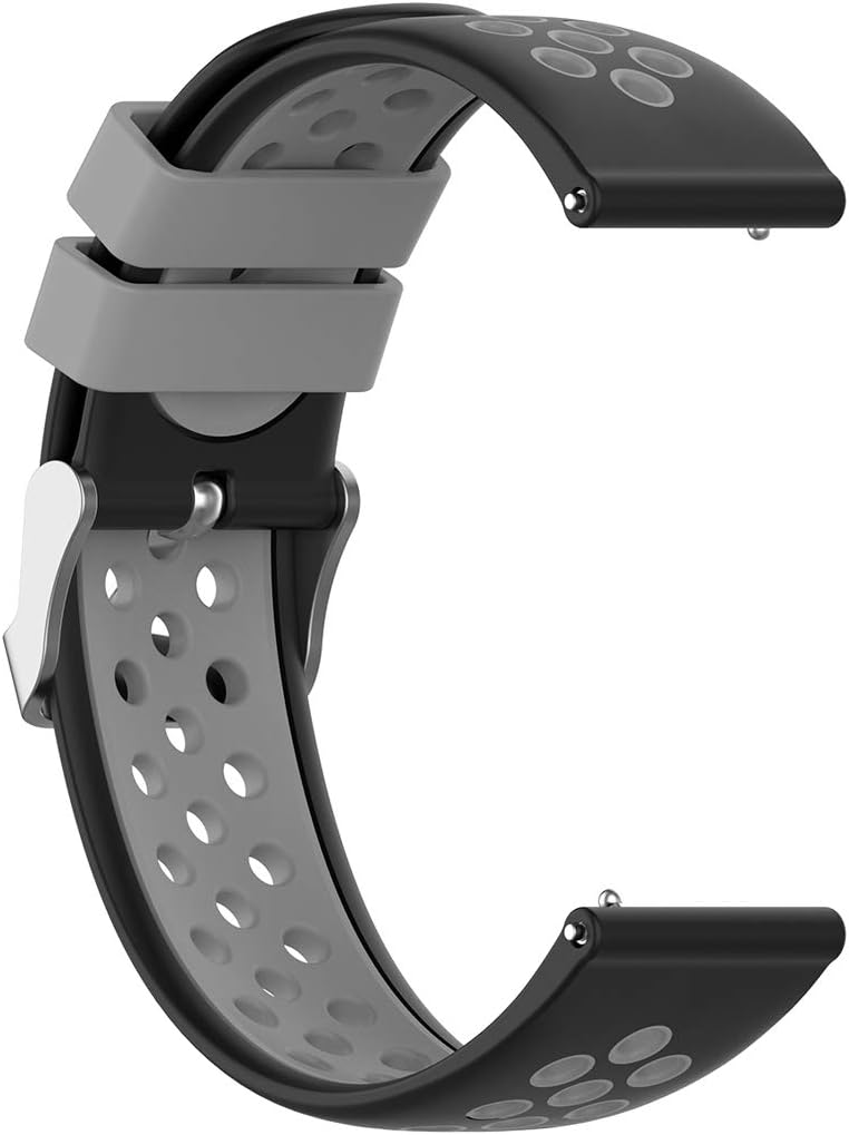 Disscool Dual Colors Replacement Wrist Bands for Garmin Vivoactive 4S,18mm Width Soft Silicone Wrist Strap for Garmin Vivoactive 4S(Silicone Black + Gray) - Image 5