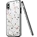 WATACHE Case for iPhone Xs Max, Glitter Diamond Floral Branch Design Clear Back + Electroplated Hard PC Frame Scratch Resistant Slim Case for iPhone Xs Max (6.5 Inch) (Black)