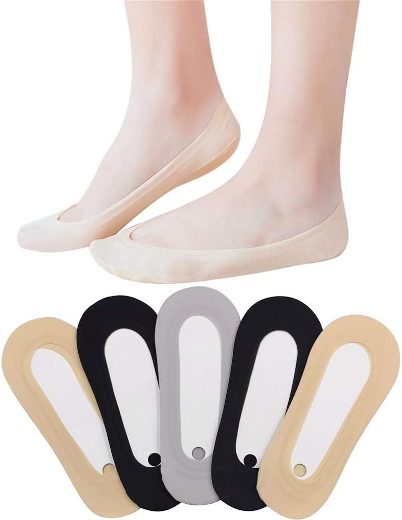 Likimar 5 Pairs No Show Socks Women Low Cut Boat Liner Sock for Flats Womens Thin Non Slip Invisible Footies Socks Nylon