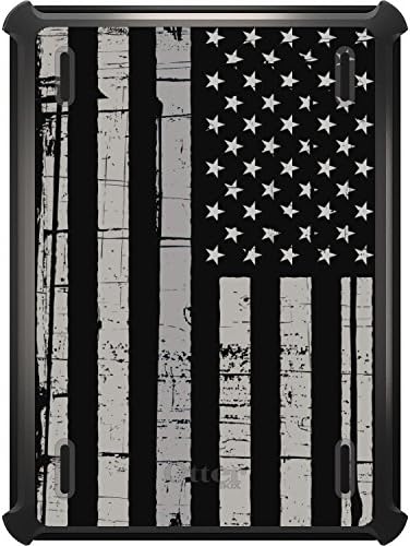 DistinctInk Case Compatible with iPad Pro 12.9" (3rd Gen - 2018) - Custom Black Replacement for OtterBox Defender - Black Grey US Flag United States - Love of United States of America