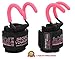 Best Weight Lifting Rod Hooks Heavy Duty Wrist Wraps Power Weight Lifting Training Gym Grips Straps Set of 2 (Pink, Women-Wrist Size Small/Medium)