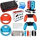Accessories Kit for Nintendo Switch Games Bundle Wheel Grip Caps Carrying Case Screen Protector Controller Charger (17 In 1) primary