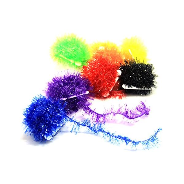 SAMS-Fly-Tying-Materials-Ice-Chenille-Tinsel-Crystal-Flash-Chenilles-Line-10-Colors-Assortment-Medium-Size