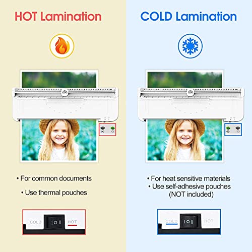Laminator,A3/A4/A5/A6 Thermal Laminating Machine, 9 in 1 Cold Laminator Machine with Paper Cutter and Corner Rounder,40 Laminating Pouches for Home Office School