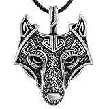 LANGHONG 1PCS Nodic Vikings Wolf Head Pendant Necklace Original Animal Jewelry Wolf Head hange …