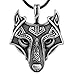 LANGHONG 1PCS Nodic Vikings Wolf Head Pendant Necklace Original Animal Jewelry Wolf Head hange …