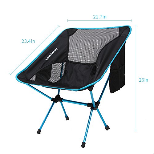 LetsFunny Folding Camping Chair Portable Lightweight Backpack Chairs Compact Heavy Duty with Carry Bag for Hiking Picnic Beach Camp Backpacking Outdoor Festivals (Sky Blue)