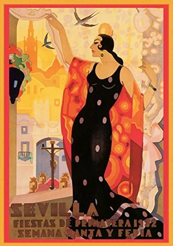 1930'S SPANISH ART DECO SEVILLE SPRING FESTIVAL A3 POSTER RE PRINT