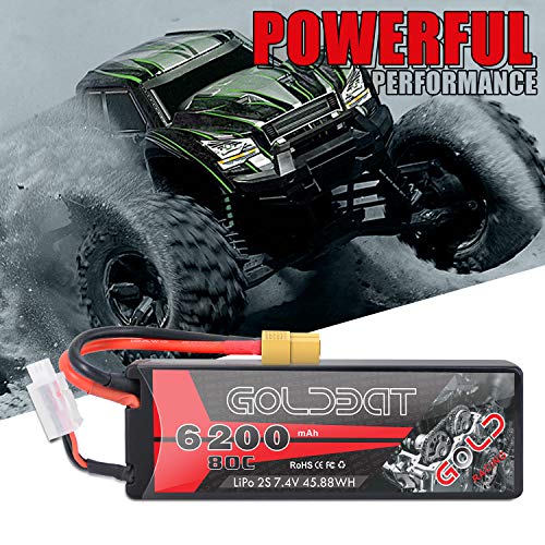 GOLDBAT Champion RC Lipo Battery 2S 80C 7.4V LiPo 5200mAh Hardcase with Deans Plug (6200 2s 80c 2packs XT60) – Bild 3