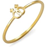 JESMING Minimalist Gender Symbol Ring Hollow Out Stainless Steel Jewelry Delicate Everyday Statement Accessories Gold, Silver Size 7-11 Rings for Women (Gold, 11)