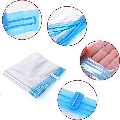 WeTong Compression Bags for Travel 75% Space Saver Bag Reusable Packing Sacks No Vacuum No Pump Needed (4 x Large + 4 x Medium)