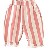 Baluomoya Spring Autumn 6Months-3Years Toddler Thin Cotton Stripe Elastics Pants for Baby Boys and Girls