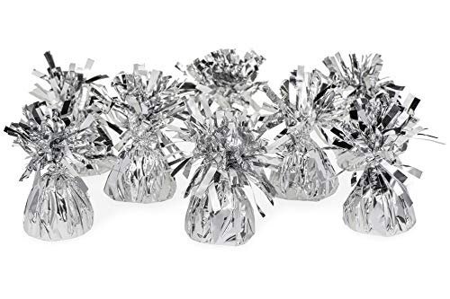 SRENTA 5.5" Silver Metallic Wrapped Balloon Weights for Birthday Party Decoration, Pack of 12 - Thumbnail 2