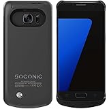 S7 Battery Case,Soconic 4200mAh Ultra Slim Rechargeable Extended Battery Charging Case for Samsung Galaxy S7, Backup External Battery Charger Case, Portable Backup Power Bank Case with Kickstand for S7 (Black)