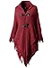 H2H Womens Classic Tassel Poncho Cape Shawls Batwing Knit Sweater Cloak BURGUNDY US ONESIZE/Asia ONESIZE (AWOSWSL01)