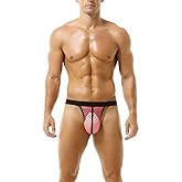Kinizpl Men's Thongs Sexy Jockstrap Underwear Mesh G String Male T Back For Men Bikini Briefs