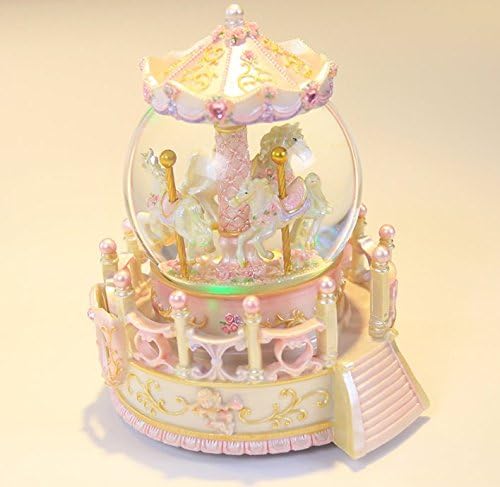 SMUSC With the snow crystal ball light carousel music box music box creative to send his girlfriend children,Pink