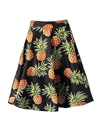 Fancyqube (TM) falda clásica plisada con estampado floral a media pierna para dama