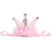 LINLULU Birthday Crown Headband - Gold/Pink Glitter Mini Crown