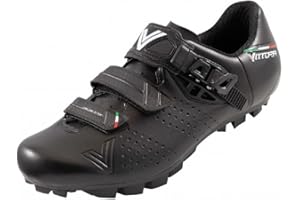 Vittoria Hera MTB Cycling Shoes, Black, 3-Strap with Micro-Adjustable Buckle, Nylon Sole