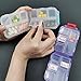 M MUchengbao Travel Pill Organizer Pocket Pharmacy ，with 3 Types of Labels 10 Compartments Small Fold Pill Box BPA-Free Daily Travel Pill Case Medicine Organizer for Store (White + Purple)