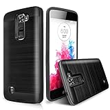 LG K10 Case, LG Premier LTE L62VL L61AL Case, Dual Layer Shockproof Tough Brushed Hybrid Armor Rubber TPU Drop Protection Case For LG K10/LG Premier LTE L62VL L61AL (2016) (Black)