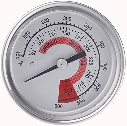 Grill Thermometer with Dual Gage Grill Temperature Gauge for BBQ Barbecue Charcoal Grill Pit,  2.25", Stainless Steel