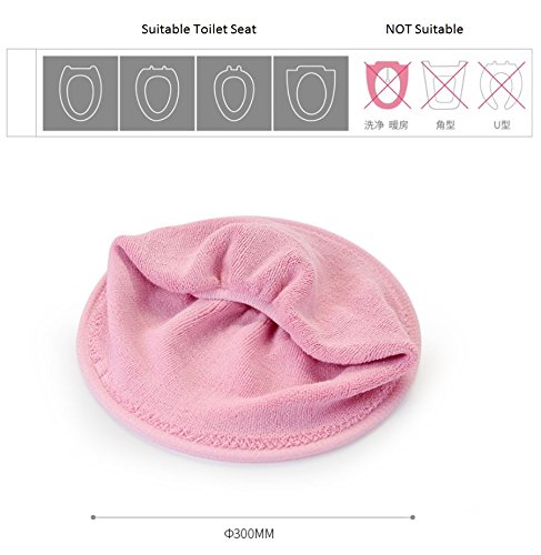Lifechaser Toilet Seat Lid Warmer Cover Pads Washable 100% Cotton with Flexible Hose for Lock (100% Cotton-Pink)