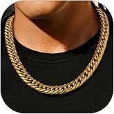 FaithHeart Miami Cuban Link Chain for Men, Silver/Black/14K Gold Plated Stainless Steel Cuban Link Chain Necklaces, 3.5/6/9/12mm Mens Necklace Hip Hop Jewelry 18"-30" Length