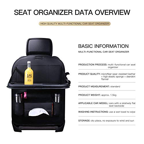 PU Leather Premium Car BackSeat Organizer Travel Accessories, BackSeat Car Organizer Seat Protector/Kick mats Back seat Protector and Cup Hold 1 Pack PU Leather Premium Car BackSeat Organizer Travel Accessories, BackSeat Car Organizer Seat Protector/Kick mats Back seat Protector and Cup Hold 1 Pack