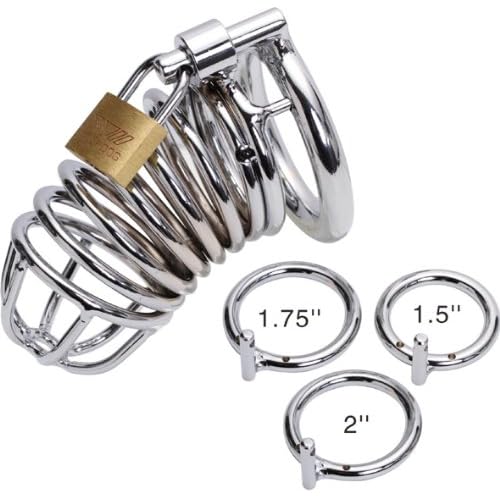 ALL 3 RINGS ARE INCLUDED! 1.5' / 1.75' / 2' ~ Best Jail House Male Chastity Device with 3rings Adult Products... image