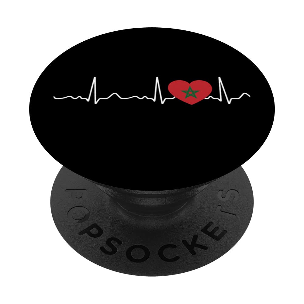 Morocco - heartbeat, pulse, heart line, ECG PopSockets Swappable PopGrip