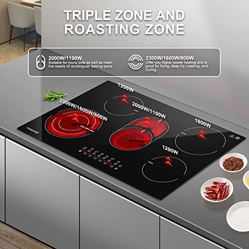 Electric Cooktop 30 Inch, AMZCHEF Builtin Electric Stove Top, 240V