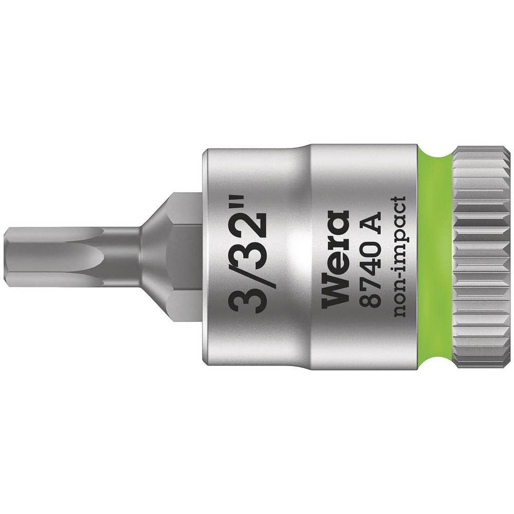 Wera 05003381001 8740 A Zyklop In-Hex Bit-Socket, Lime Green, 1/4-Inch x 28 mm, 3/32-Inch