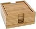 Kuratere Bamboo Coasters 6 Pack with Holder â€“ Eco-Friendly 100% Natural Bamboo Wood Coaster for Drinks â€“ Stylish Furniture Protection
