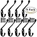 Topspeeder Coat Hooks 9 Pack Heavy Duty Wall Mounted for Hat Hardware Dual Prong Retro Coat Hanger with 20 Screws Black Color (Black)