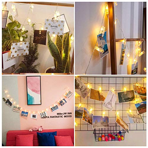 MeiGuiSha Warm White Light Photo Clip String Lights 23Ft - 70 LED Fairy String Lights with 50 Clear Clips for Hanging Pictures, Perfect Dorm Bedroom Wall Decor Wedding Decoration